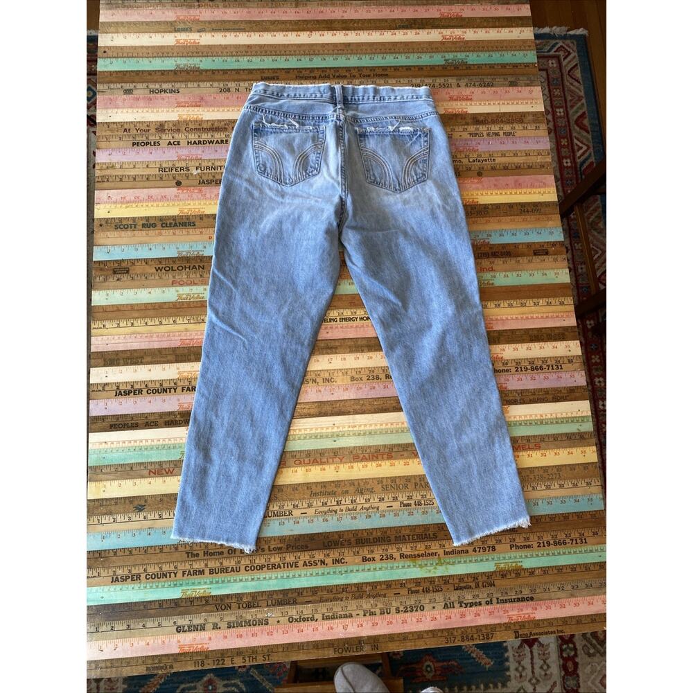 Hollister Size 5 Jean W27 Mid Rise Classic Denim Straight Distressed Light Wash - Picture 3 of 11